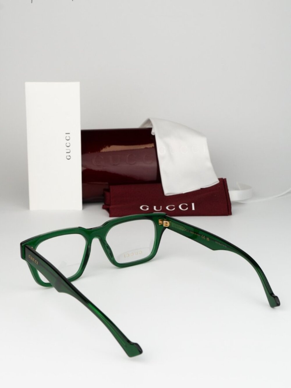 Gucci Men Eyeglasses Transparent Green Demo Square GG0963O 004 NEW AUTHENTIC - Picture 7 of 8